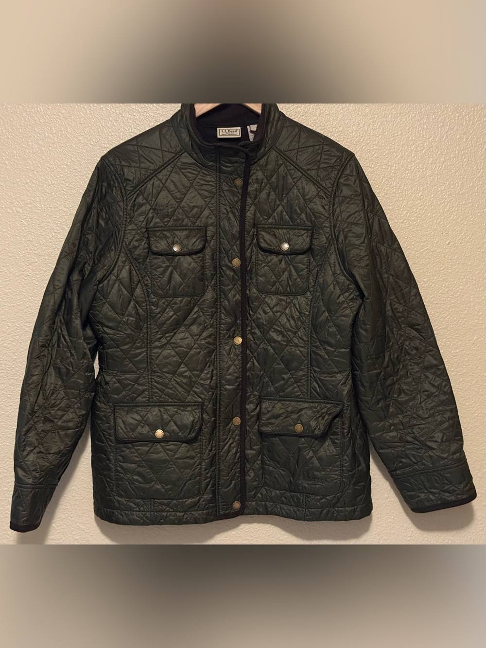L.L. Bean Quilted Riding Utility Jacket Olive Green L